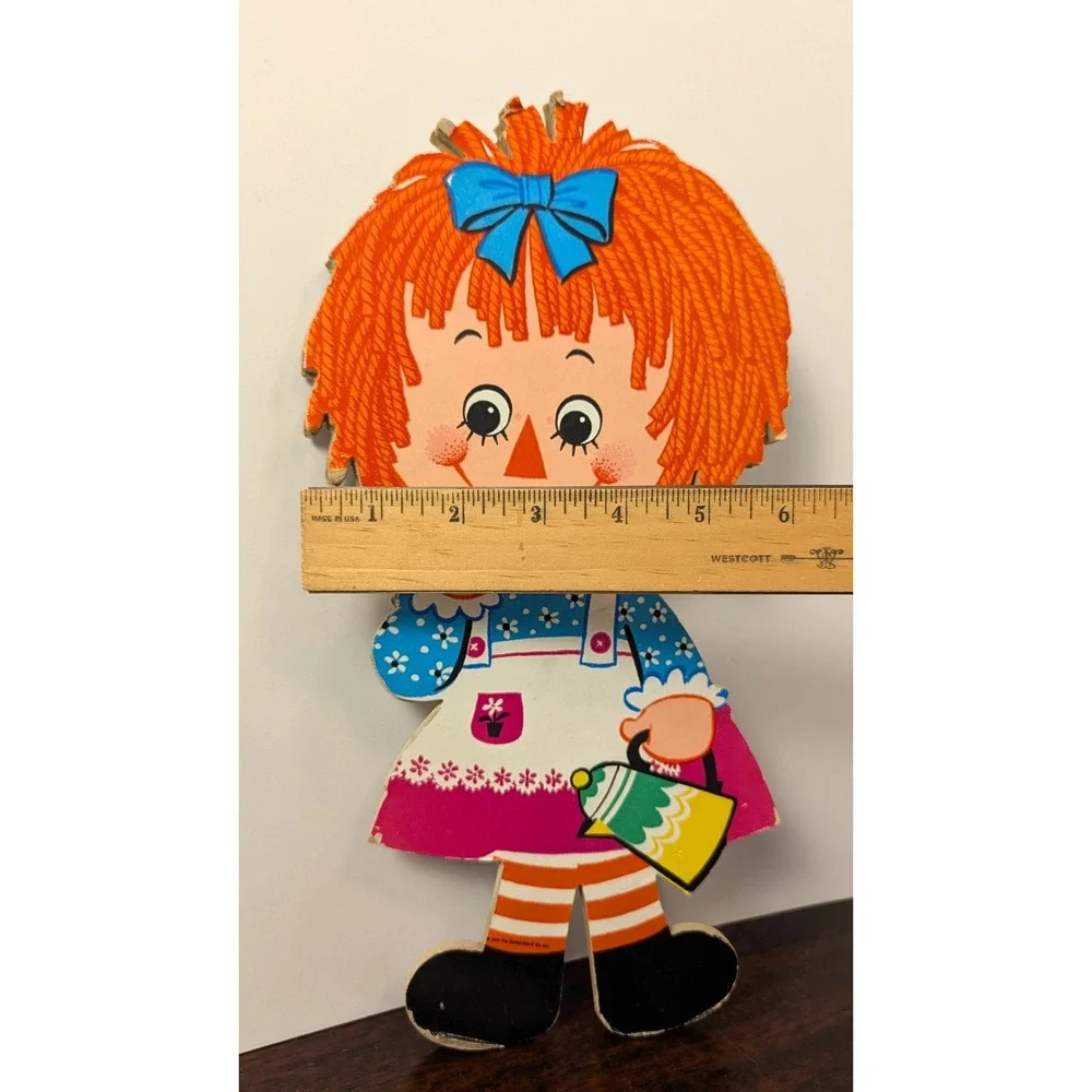 Vintage 1972 Raggedy Ann Style Girl Bobbs Merrill Hardboard Wall Hanging Nursery